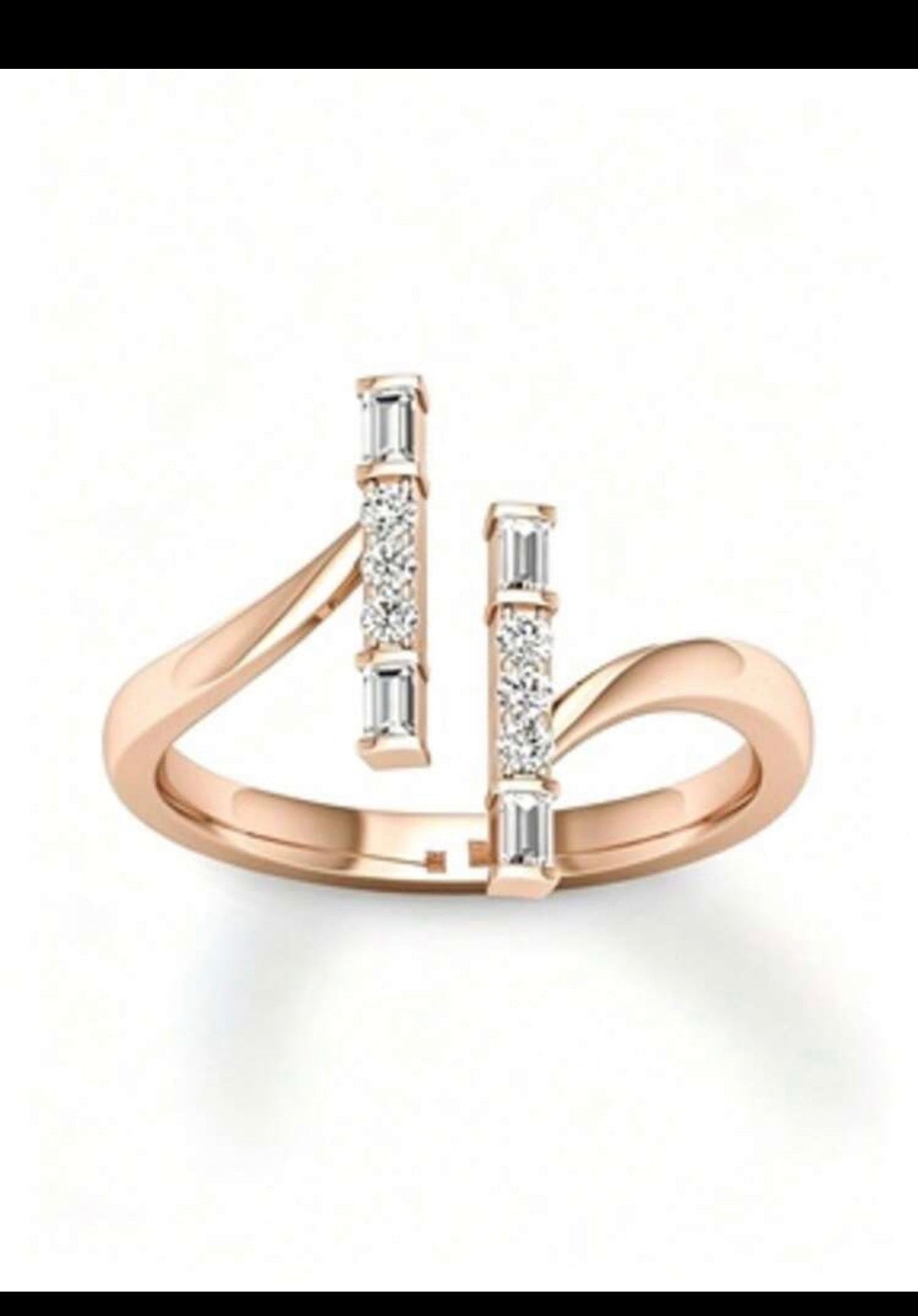 Dual Bar Diamond Ring in Rose Gold