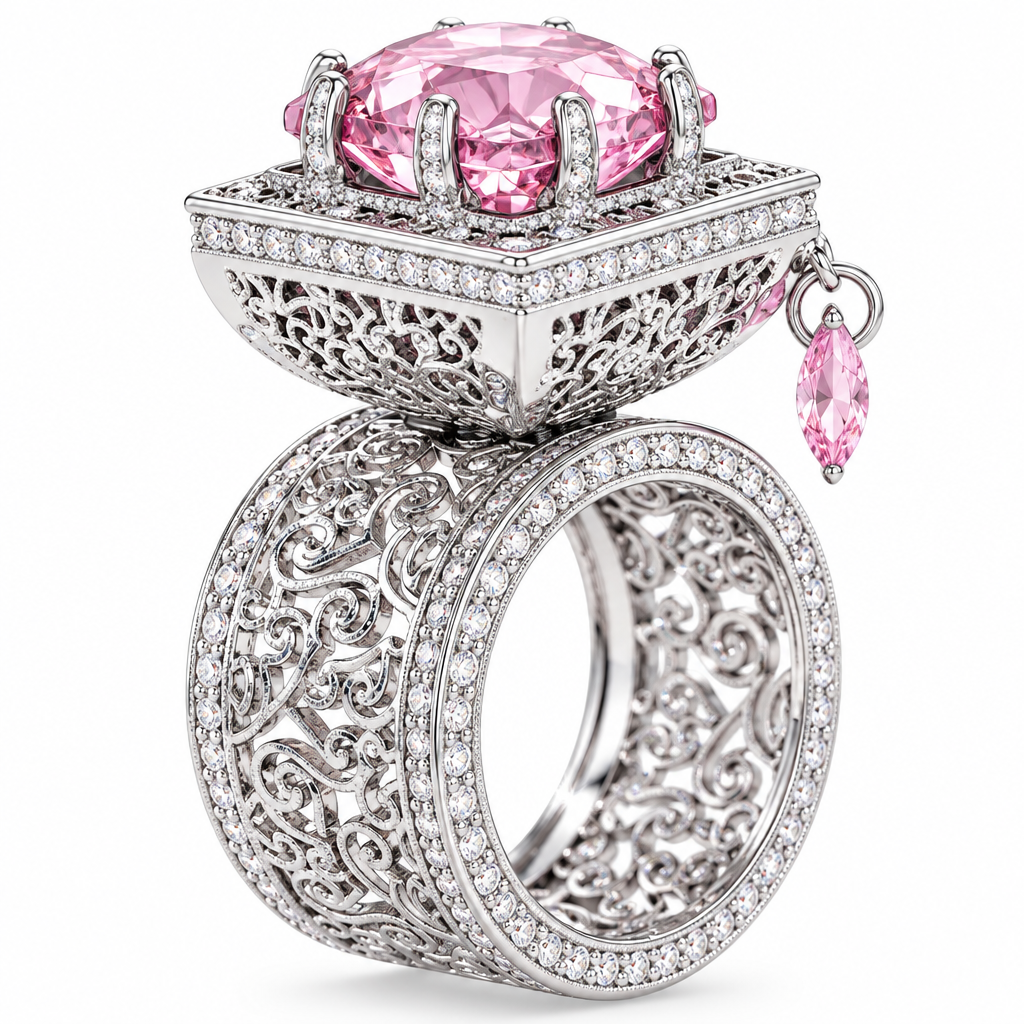 Enchanted Filigree Ring - Pink