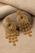 Filigree Disc Coin Tassel Earrings