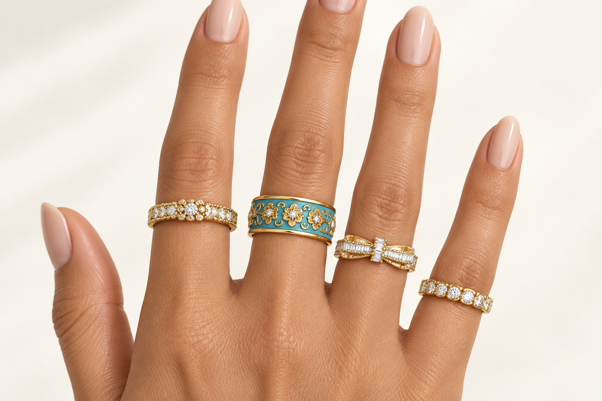 Rings Aligned on Fingers