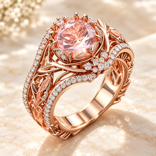 Rose Gold Floral Morganite Ring