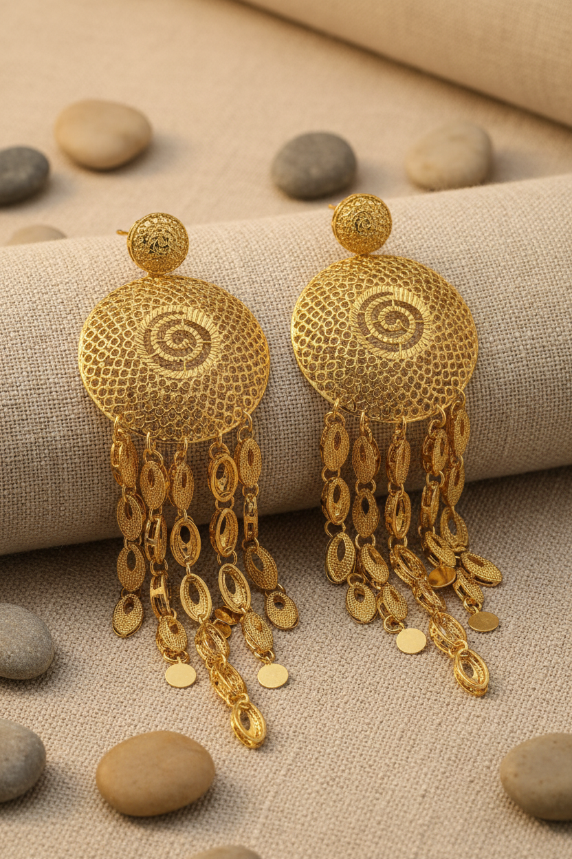 Spiral Dome Oval Charm Earrings