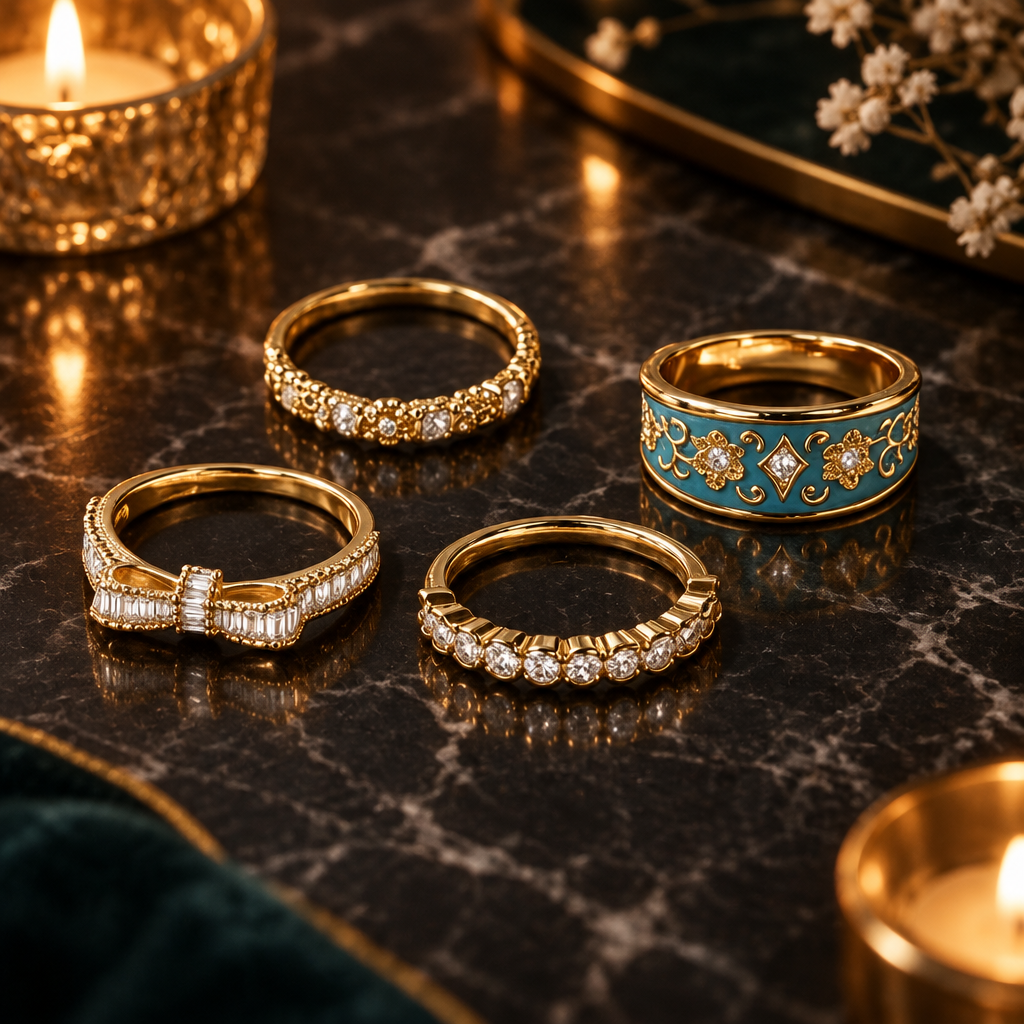 Stacked Rings Dark Marble